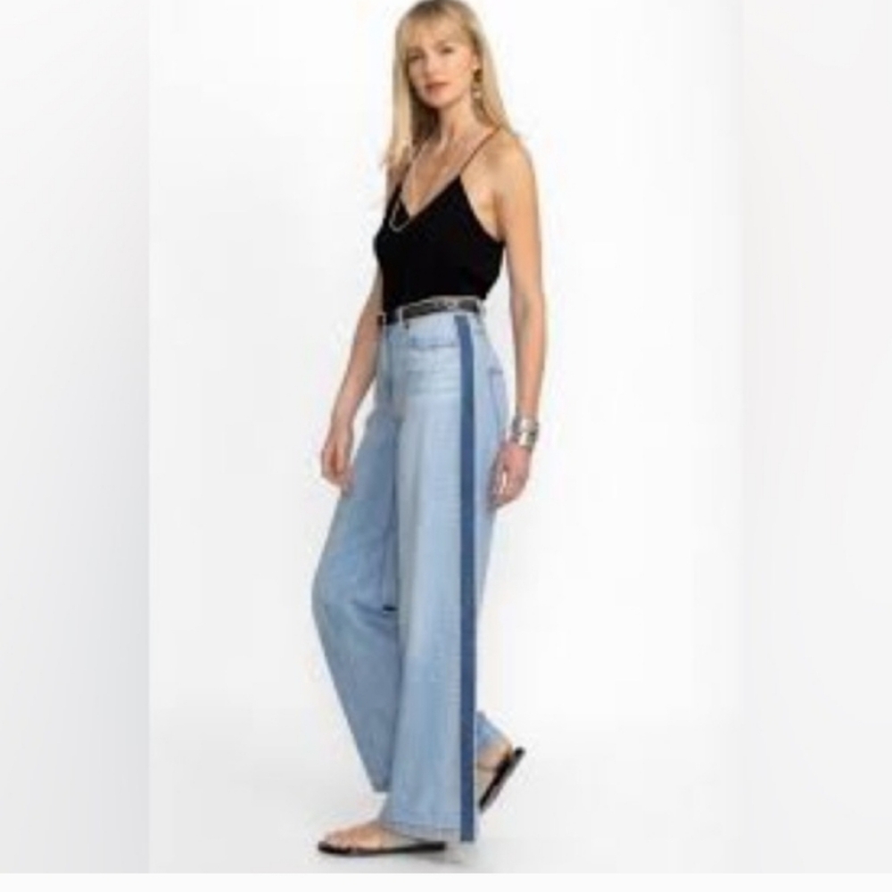 Johnny Was High Waist Wide Leg  Light Blue Denim